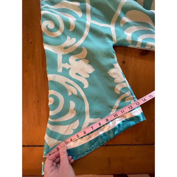 Randolph Duke SILK Open Front Short Kimono Blue Green Reversible Sz 8 Boho Artsy - Picture 11 of 13